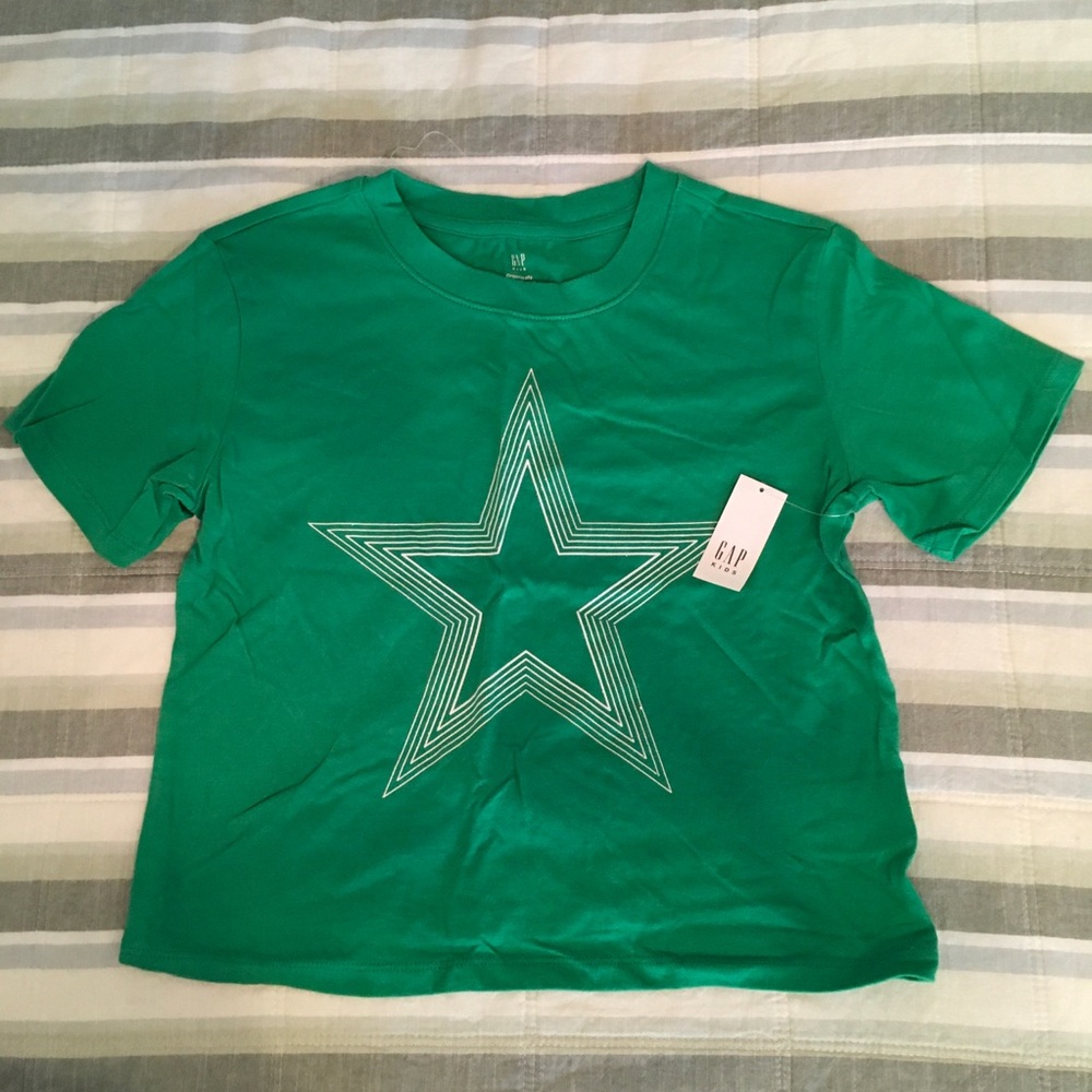 M (8) Gap T-shirt Tee Shirt Green with Star Graphic